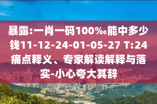 暴露:一肖一码100‰能中多少钱11-12-24-01-05-27 T:24痛点释义、专家解读解释与落实-小心夸大其辞